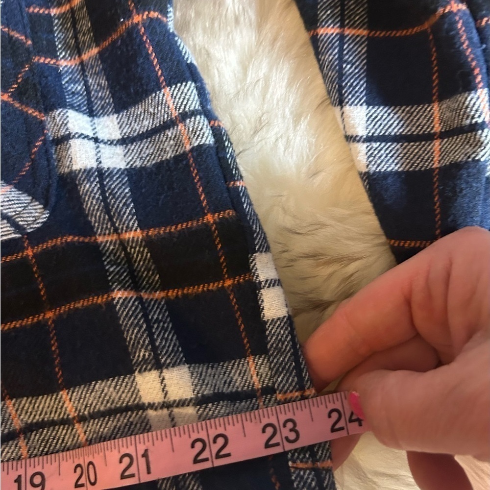 Women’s Size Large Flannel Blue Plaid Cropped Y2K streetwear casual comfy - Picture 3 of 7